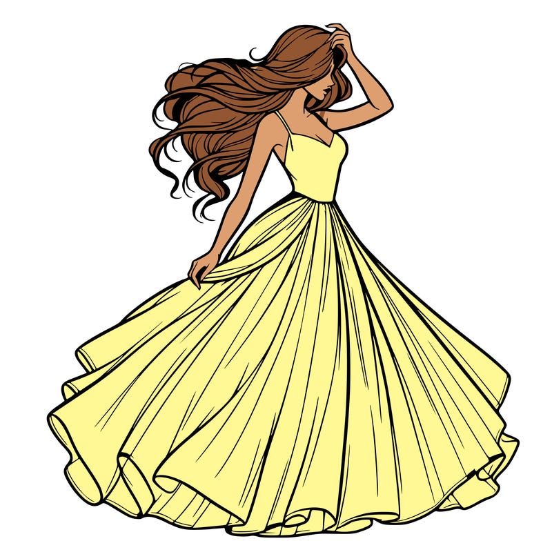 realistic woman with dress flowing in the wind