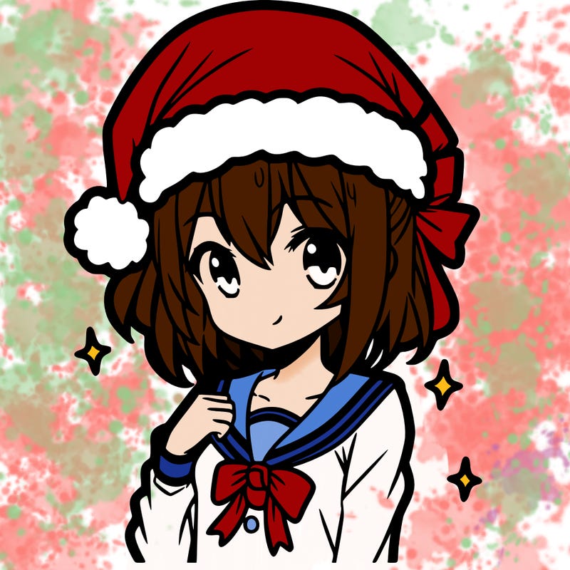 anime girl wearing a santa hat