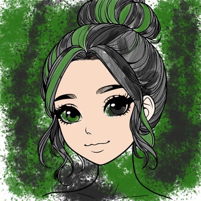 realistic pretty girl with hair in bun