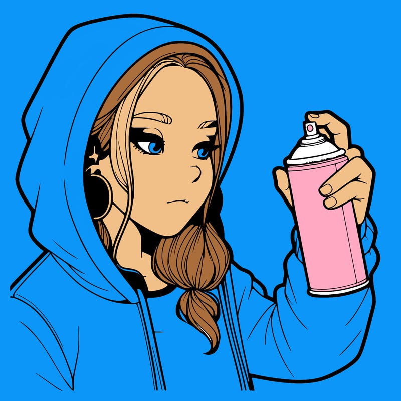 a realistic girl, spray painting