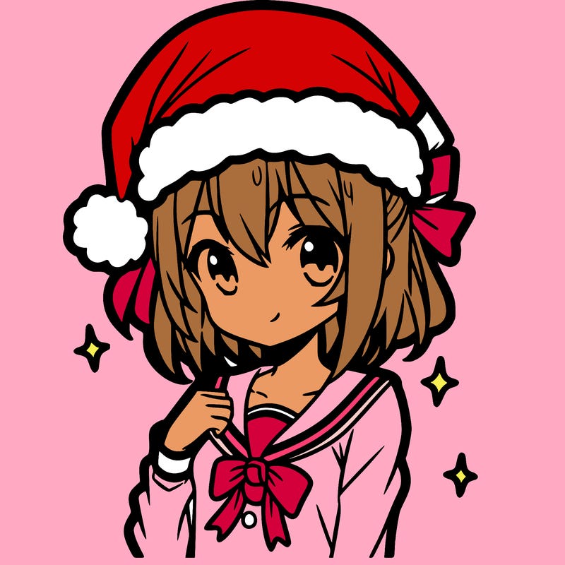 anime girl wearing a santa hat