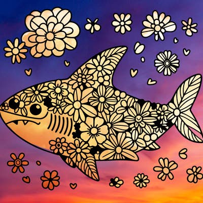 shark made out of flowers