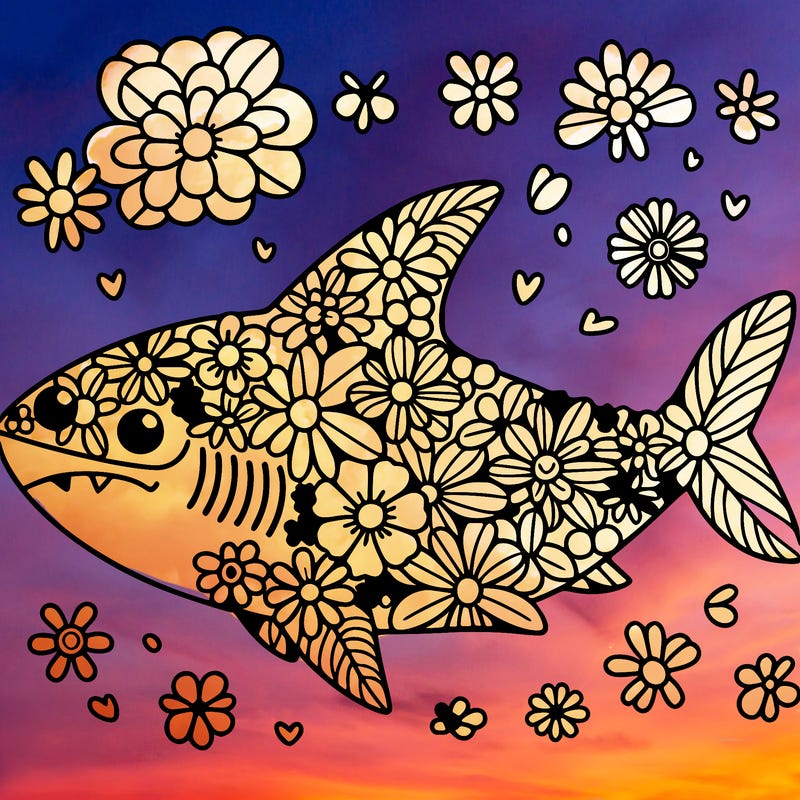 shark made out of flowers