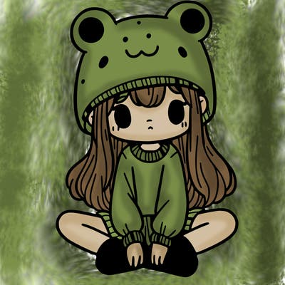 a girl wearing a frog hat and some frog socks
