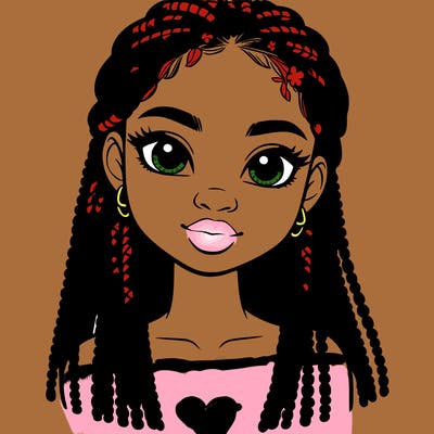a realistic black girl with braids