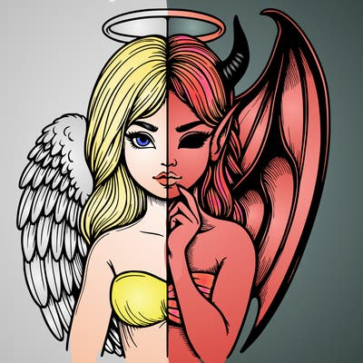 realistic angel half demon