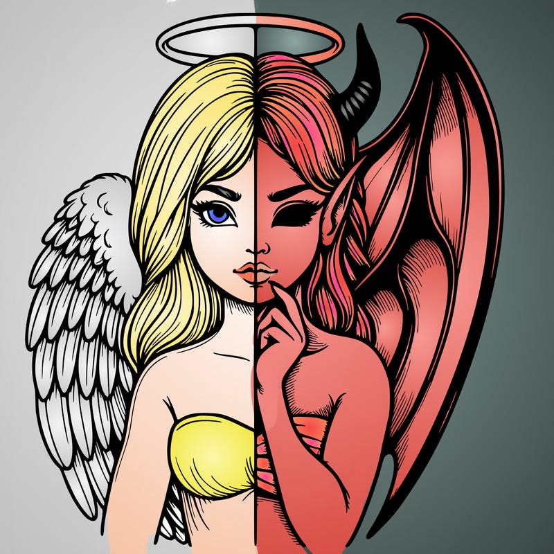 realistic angel half demon