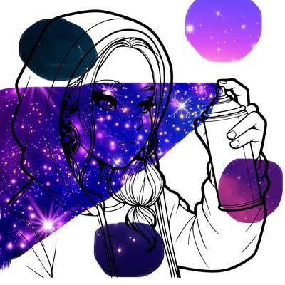 a realistic girl, spray painting