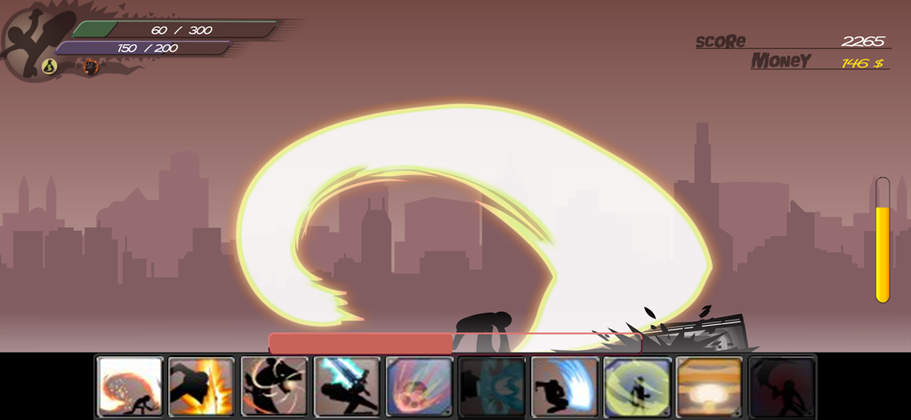 Stick Revenge: Shadow Fighting - Stickman performing a powerful energy attack in Stick Revenge Shadow Fighting game