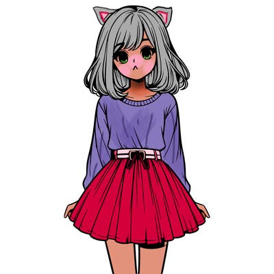 realistic girl with a skirt on