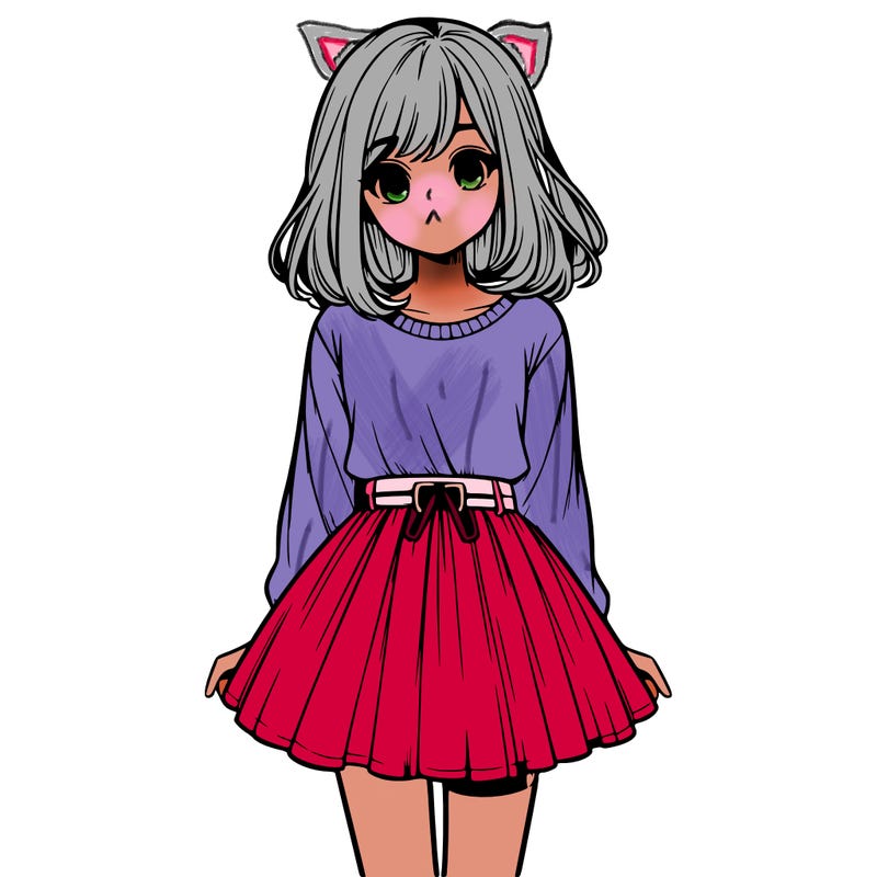 realistic girl with a skirt on