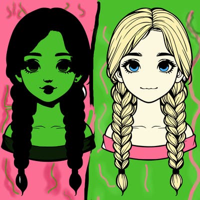 realistic girl with braids