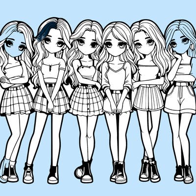 a group of girls realistic