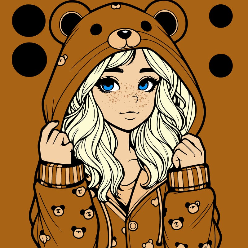 realistic girl in a animal pjs hoodie