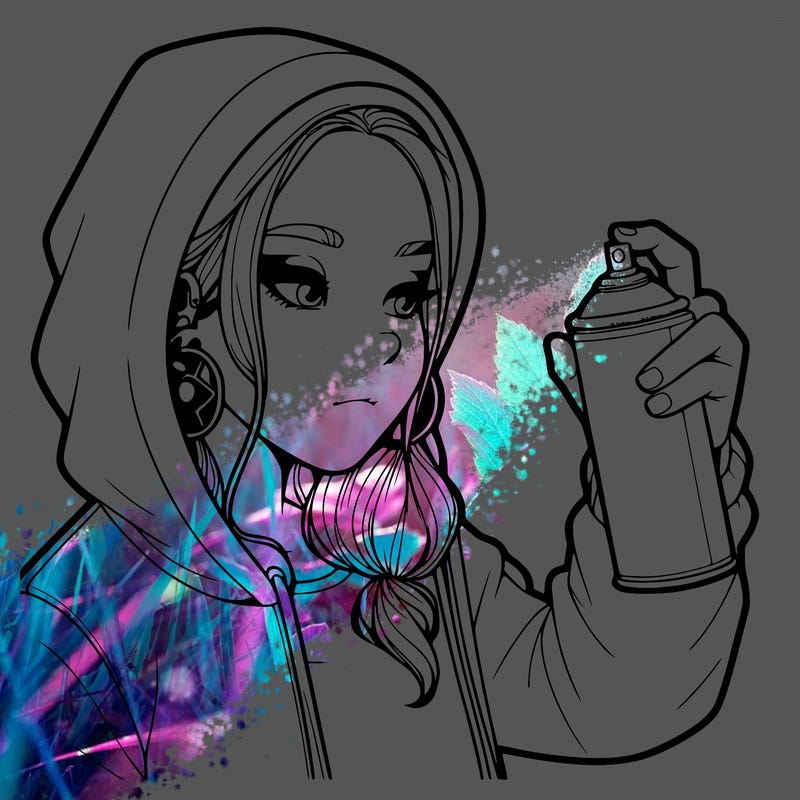 a realistic girl, spray painting