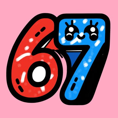 the numbers 67