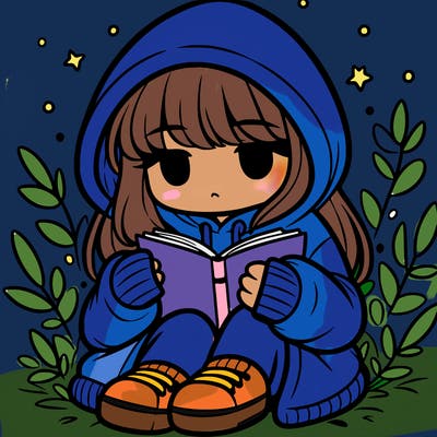 girl in oversized hoodie reading a book