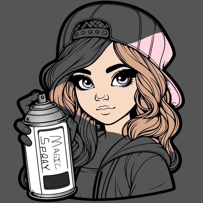 realistic girl with spray paint