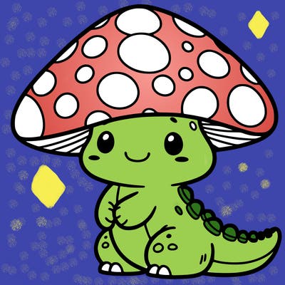 mushroom dinosaur cute