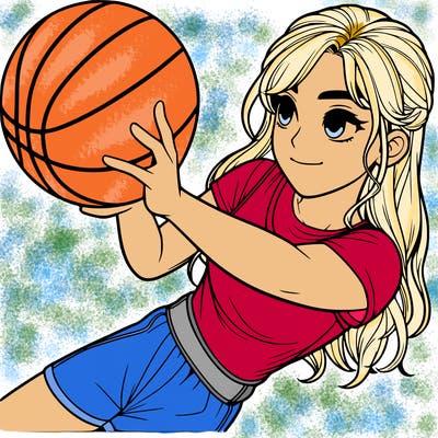 realistic girl playing basketball
