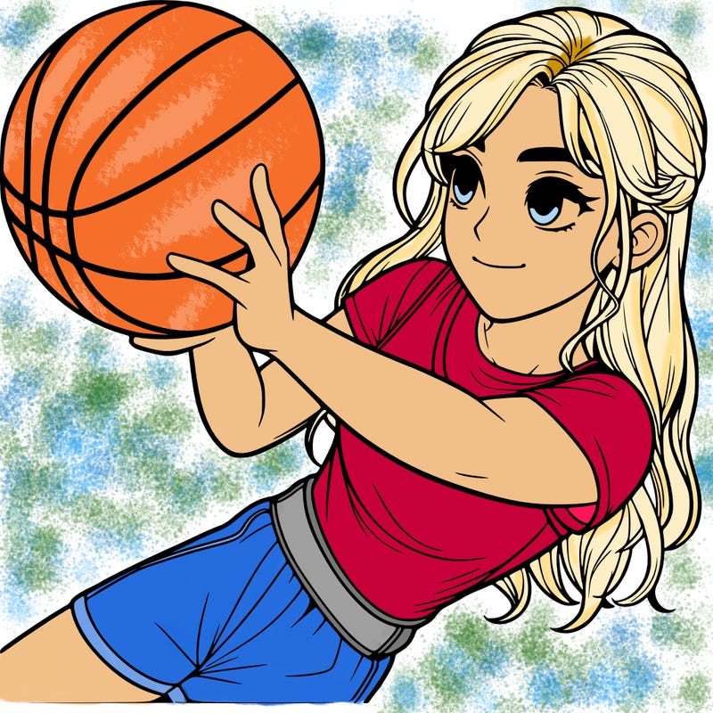 realistic girl playing basketball