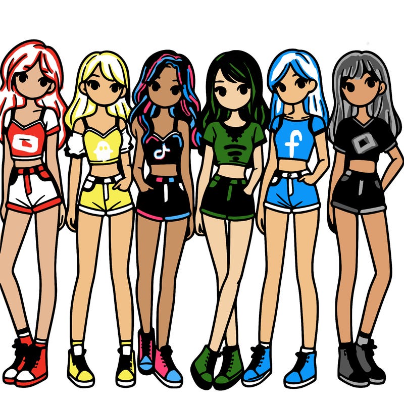 a group of girls wearing crop tops and shorts
