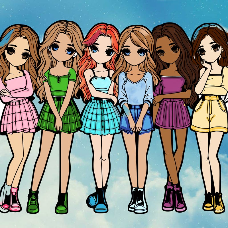 a group of girls realistic