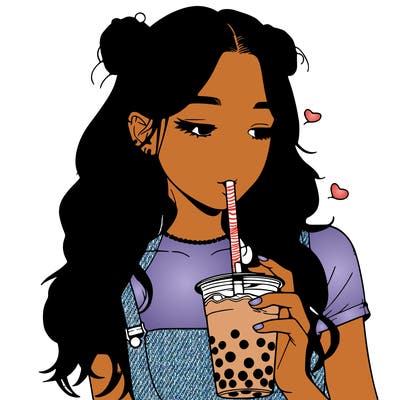 aesthetic realistic girl with boba
