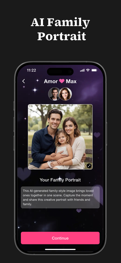 AI generated family portrait in Amora Max app