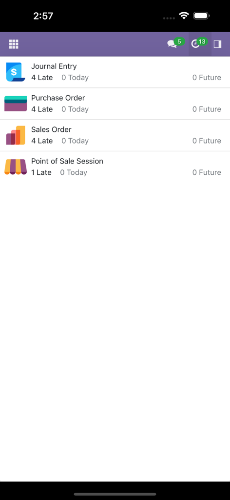 Odoo Mobile App Wrapper - Dashboard delle operazioni di Odoo Mobile App Wrapper