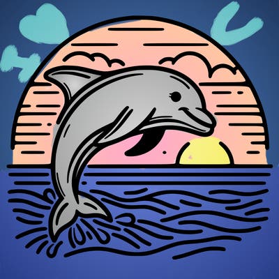 dolphin in a sunset