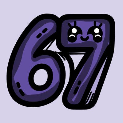 the numbers 67