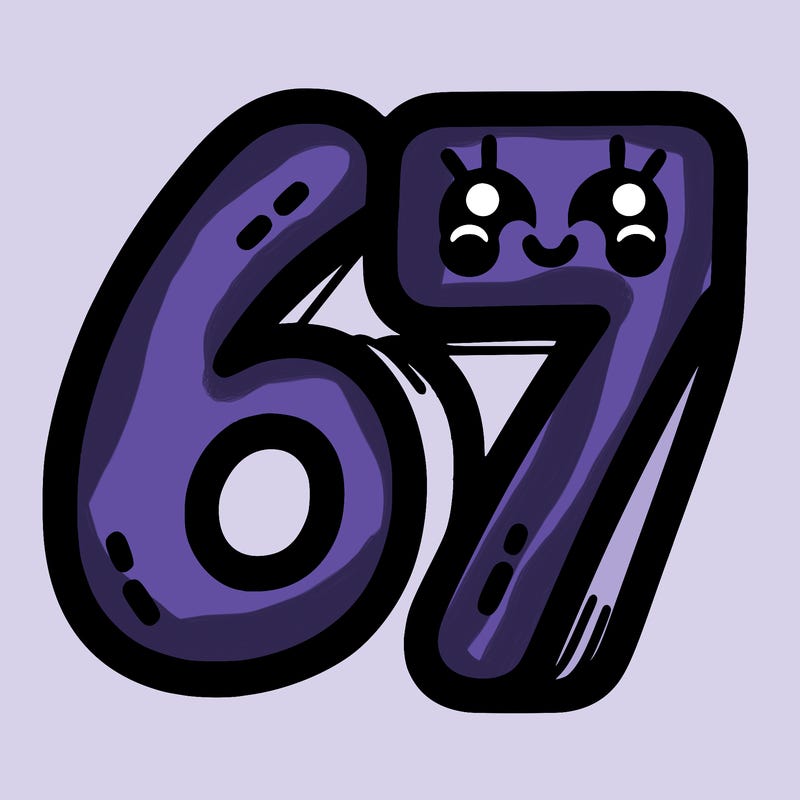 the numbers 67