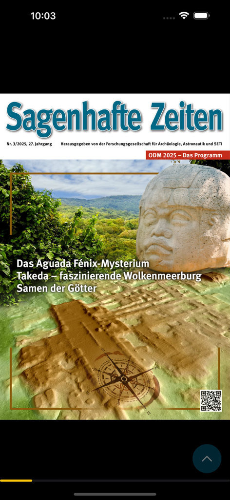 SAGENHAFTE ZEITEN Archiv-App - 거대한 돌머리와 고고학 유적 지도에 관한 Sagenhafte Zeiten 잡지의 표지