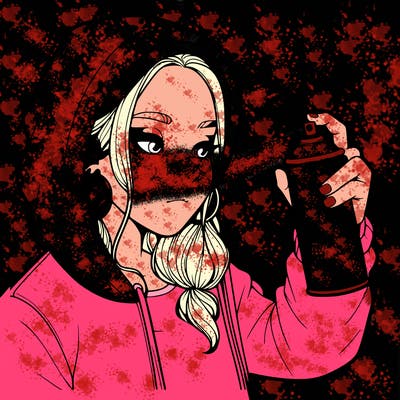 a realistic girl, spray painting