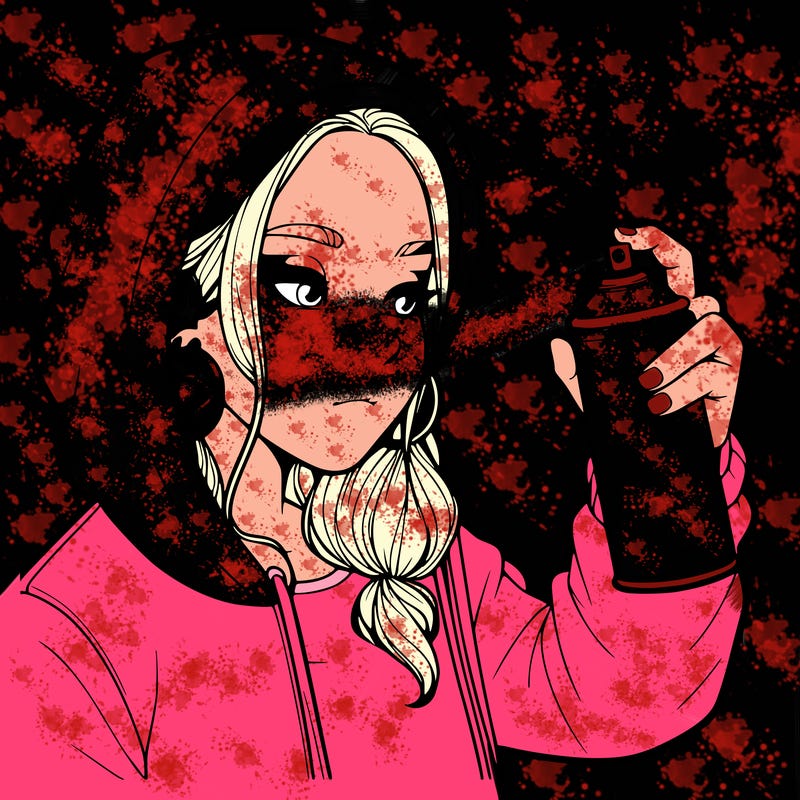 a realistic girl, spray painting