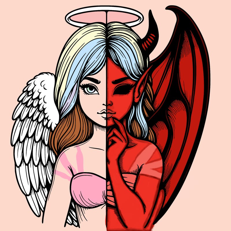 realistic angel half demon