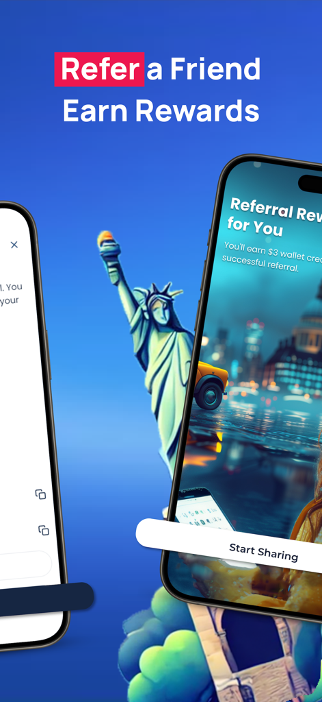 友人招待でウォレットクレジット報酬を提供するMonty eSIMアプリの紹介画面