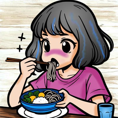 a girl eating food