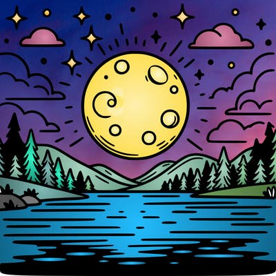 moonlight shining on a lake