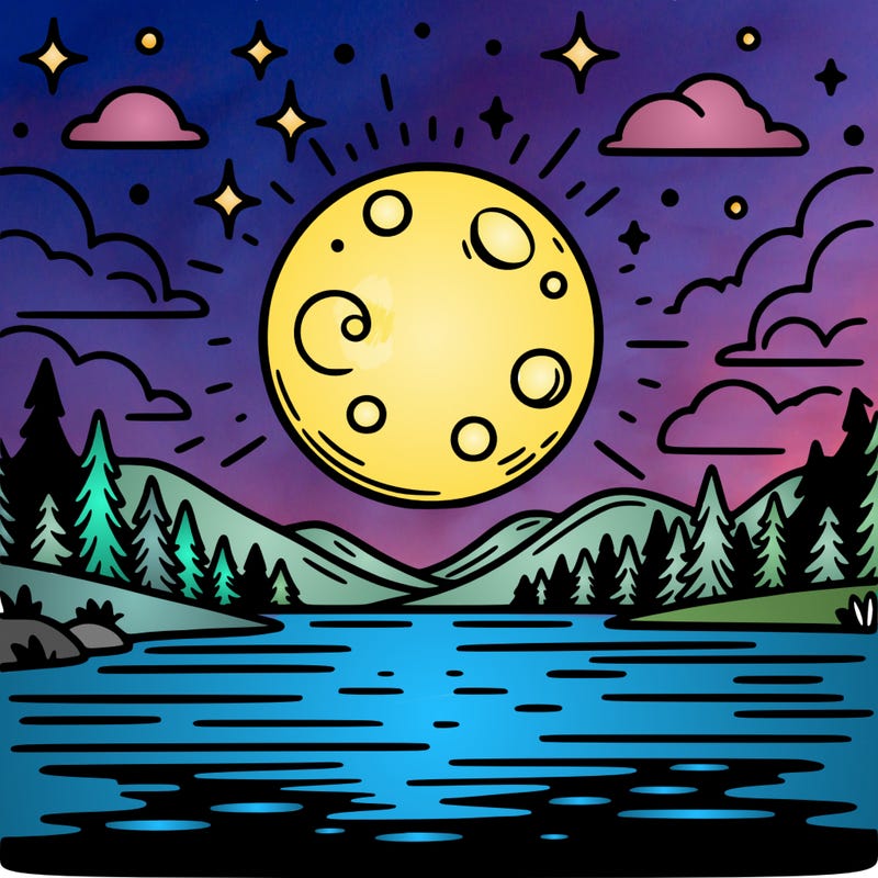 moonlight shining on a lake