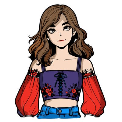 realistic girl with crop top