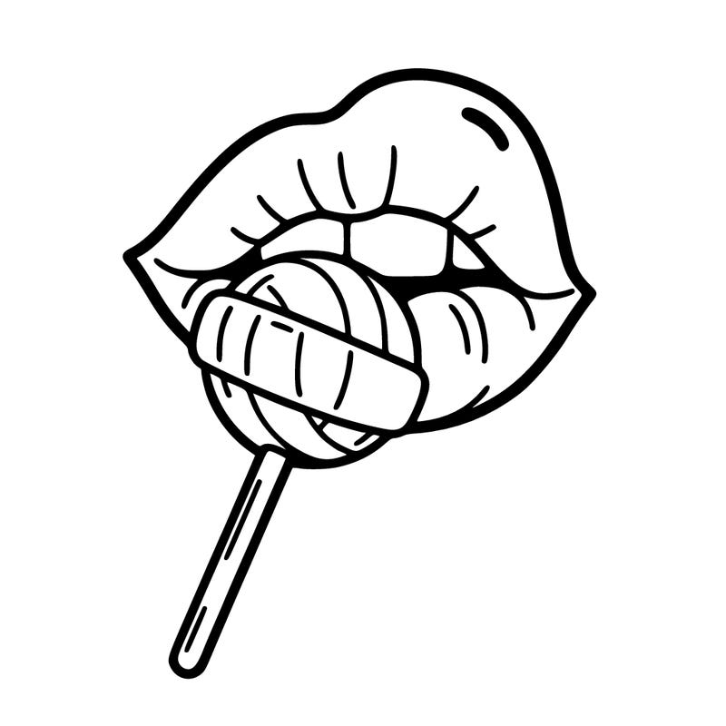 lip with a lolly  pop
