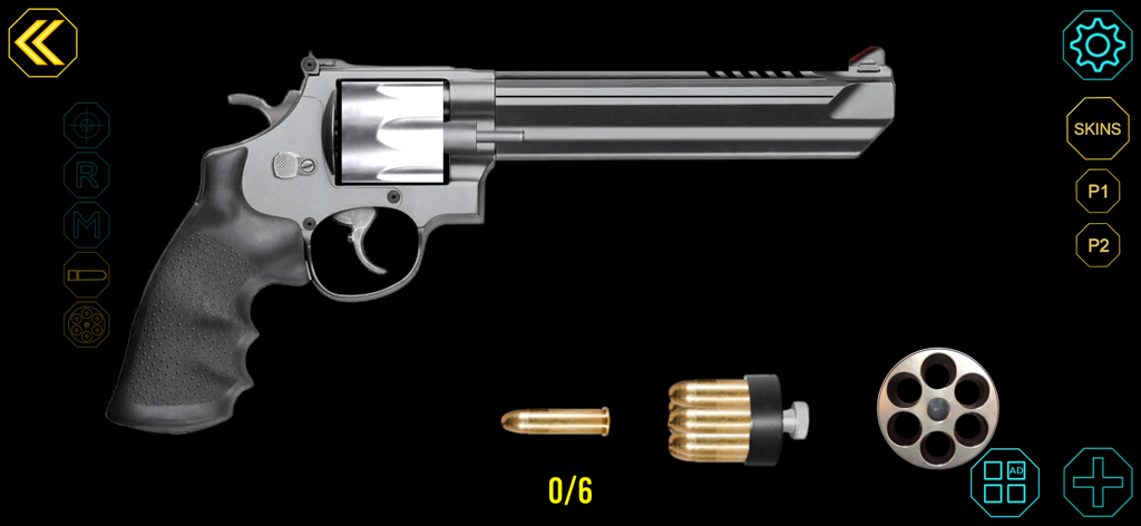 eWeapons™ Weapon Simulator - Realistic silver revolver simulation with bullets and speedloader