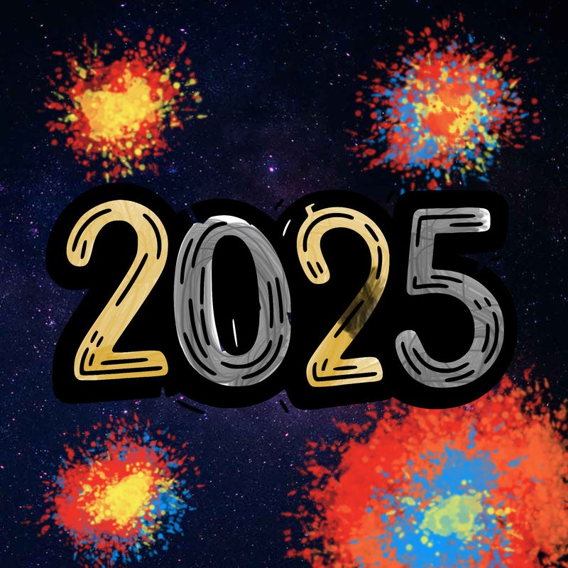 one line scrawled numbers sketch design “2025”