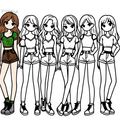 a group of girls wearing crop tops and shorts