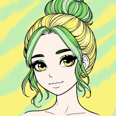 realistic pretty girl with hair in bun