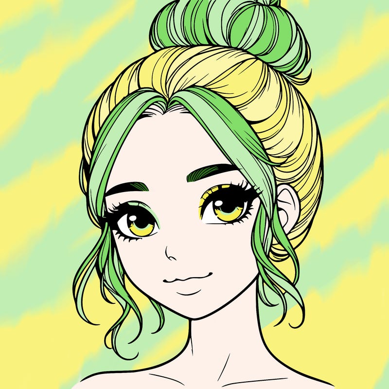 realistic pretty girl with hair in bun