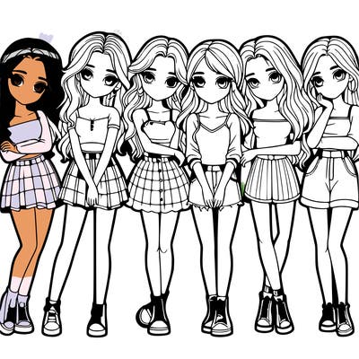 a group of girls realistic