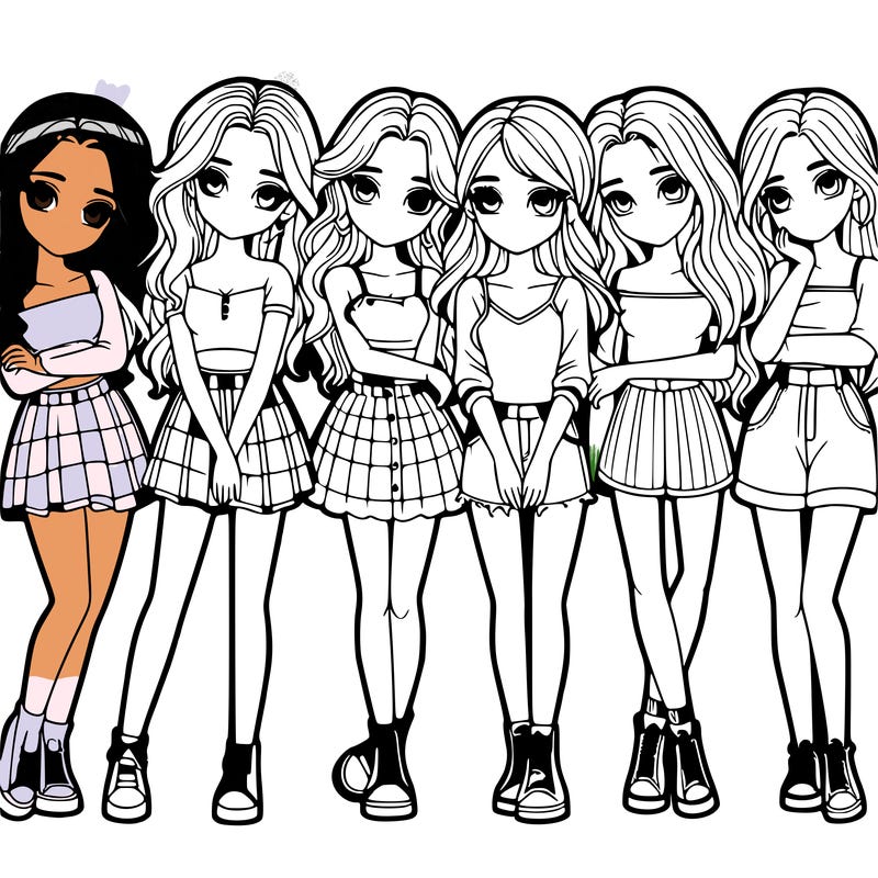 a group of girls realistic